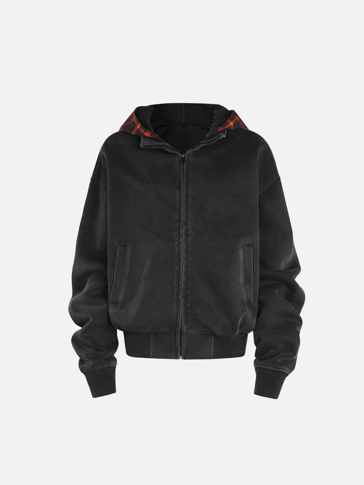 Concert Outfit Spliced Plaid Fake Two-Piece Hoodie