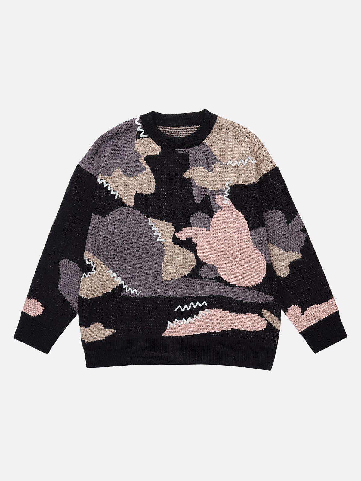 Concert Outfit Splicing Abstraction Graphic Sweater