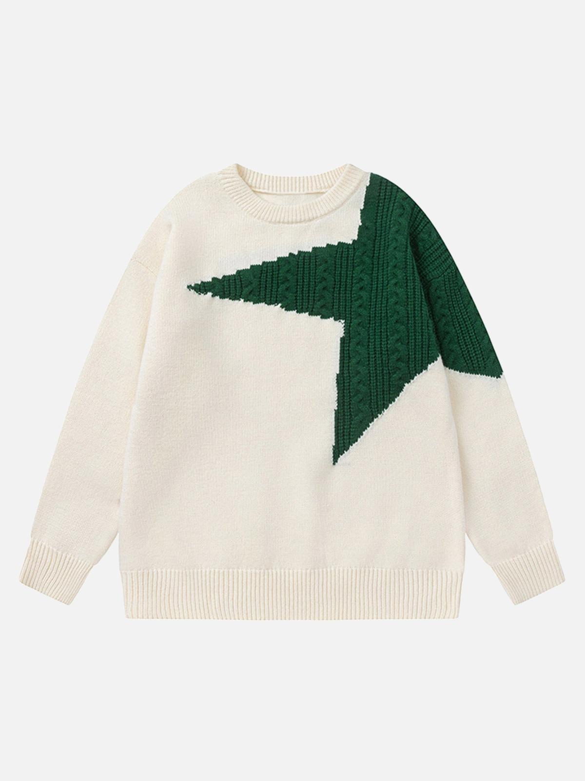 Concert Outfit Star Contrast Knit Sweater