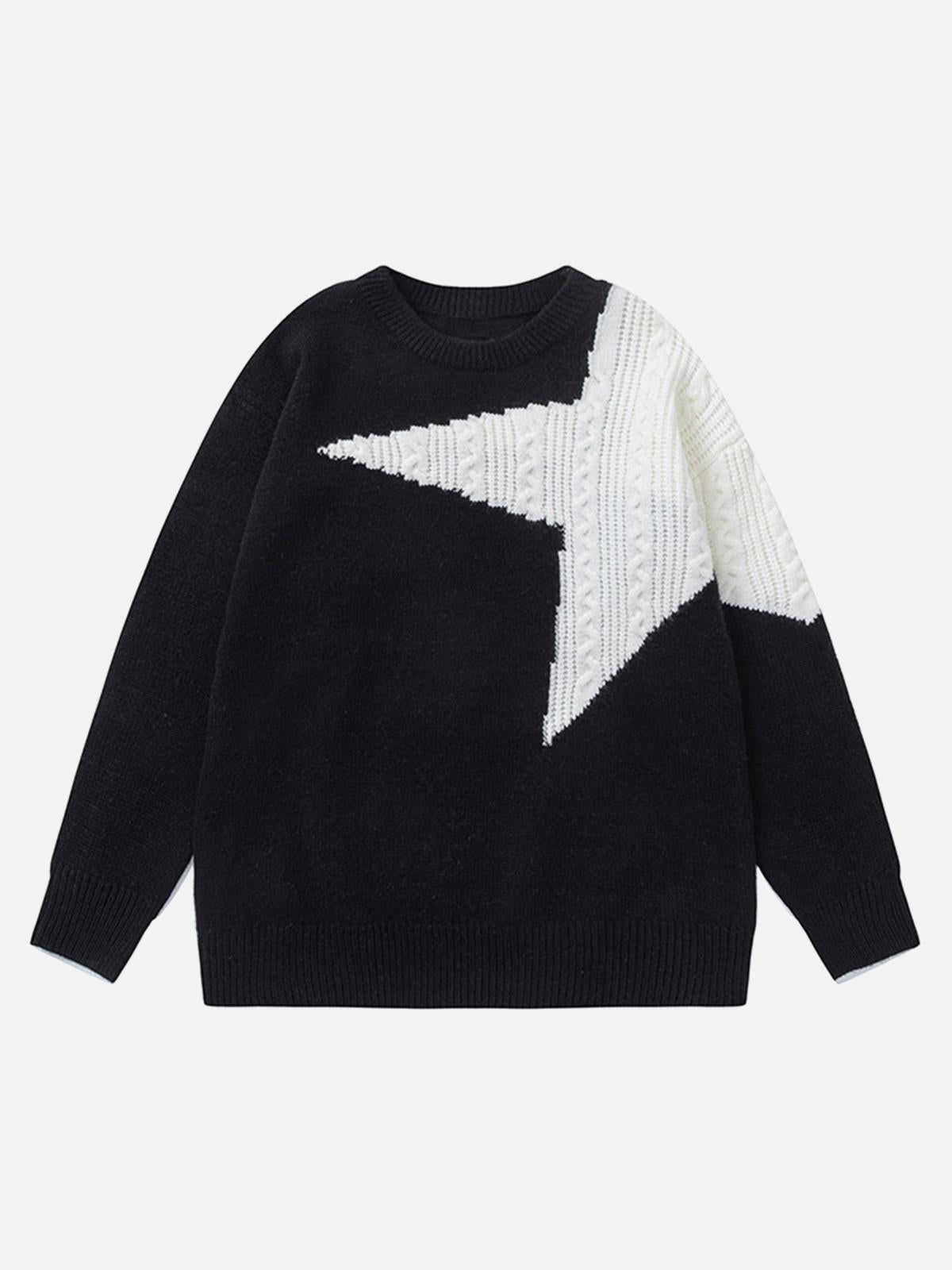Concert Outfit Star Contrast Knit Sweater