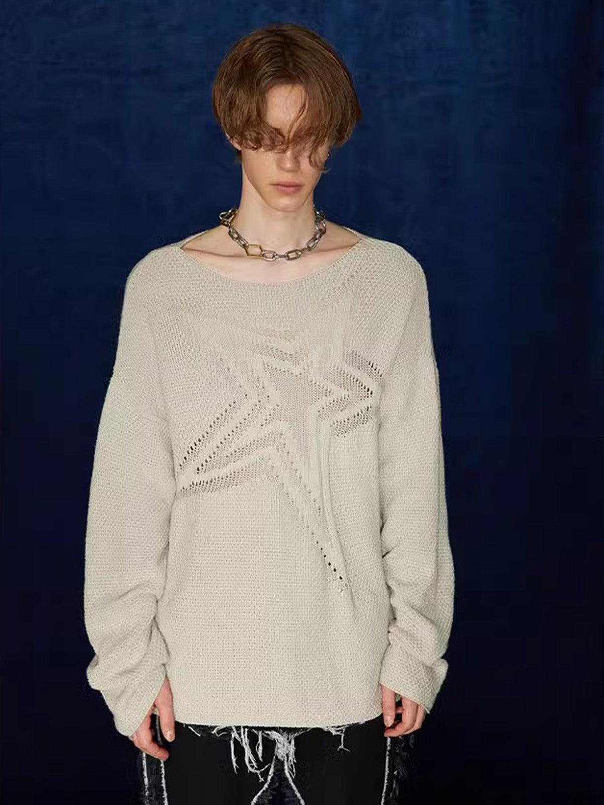 Concert Outfit Star Cutout Boatneck Sweater