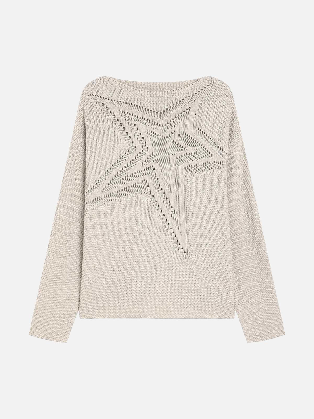 Concert Outfit Star Cutout Boatneck Sweater