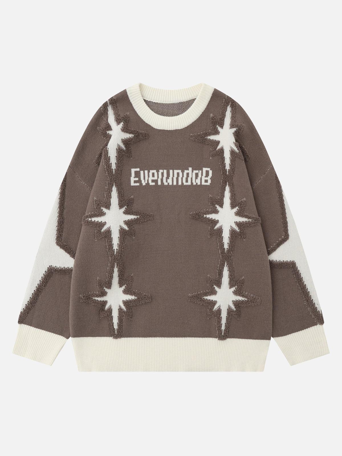 Concert Outfit Star Jacquard Crew Neck Sweater