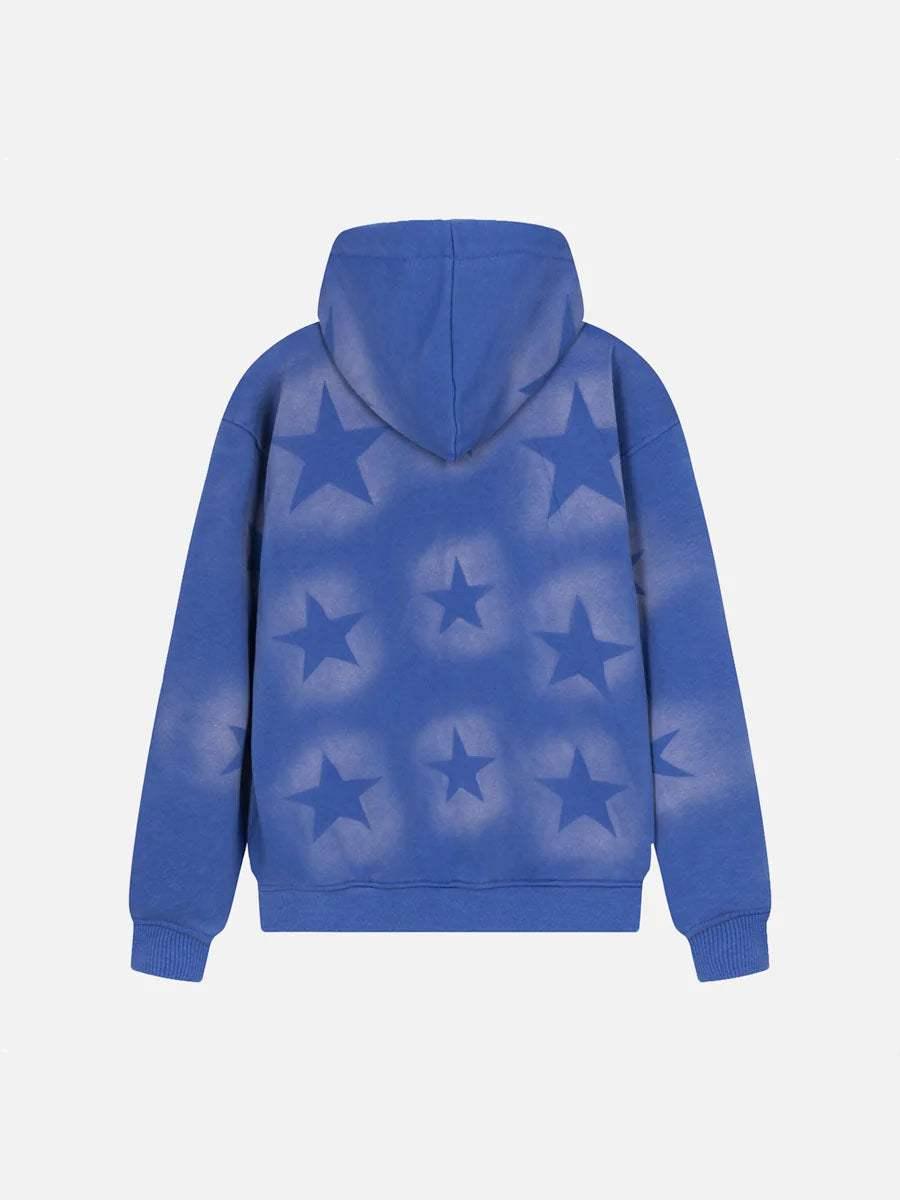 Concert Outfit Star Letter Print Zipper Hoodie