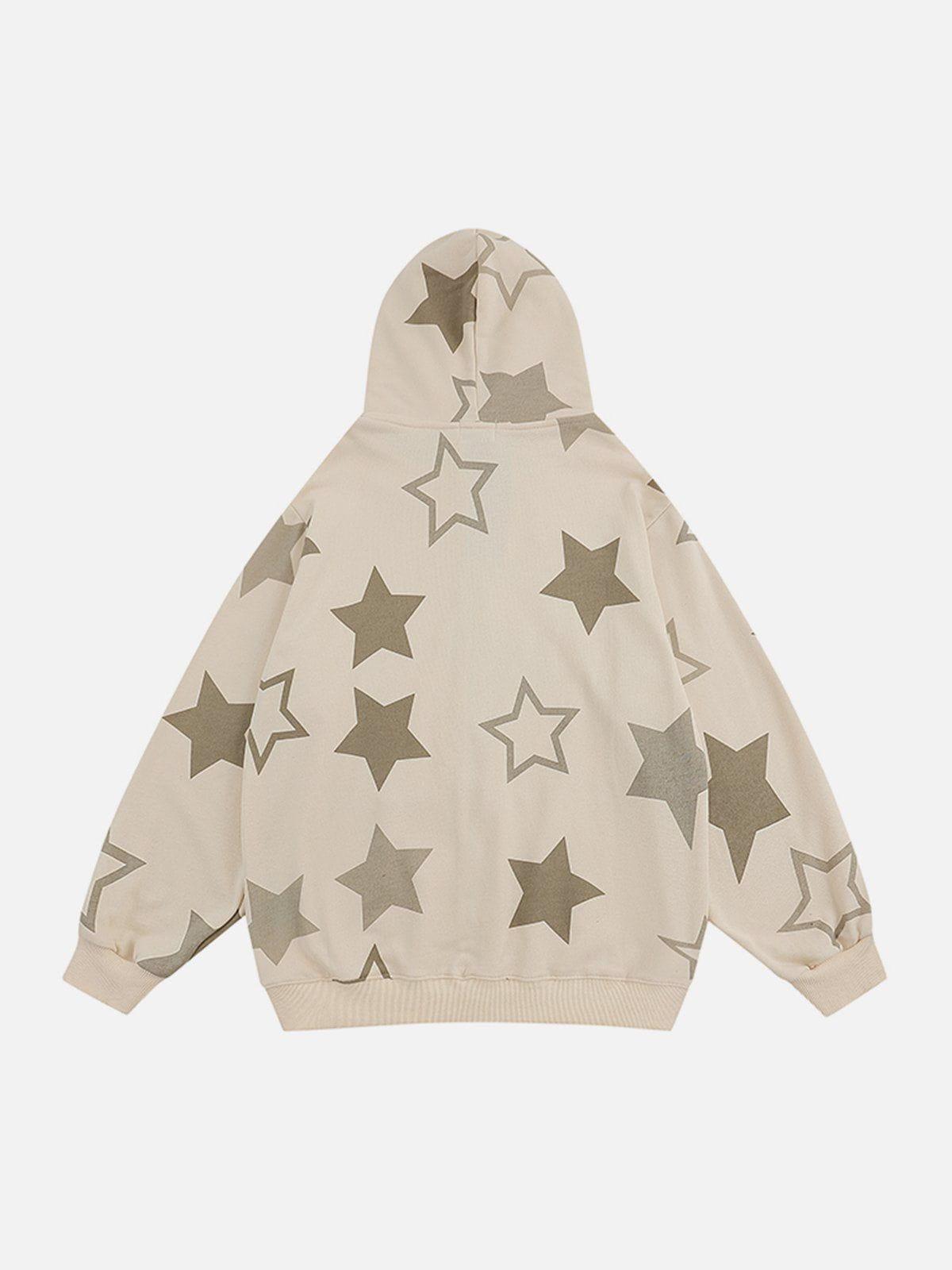Concert Outfit Star Print Zipper Hoodie