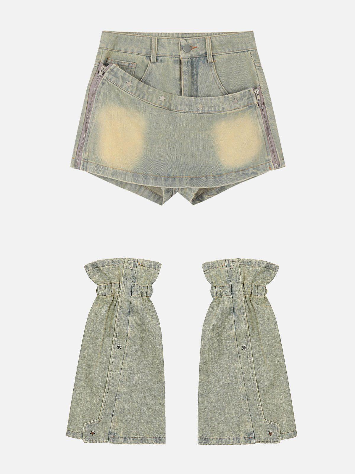 Concert Outfit Star Rivet Leg Sleeves Jorts