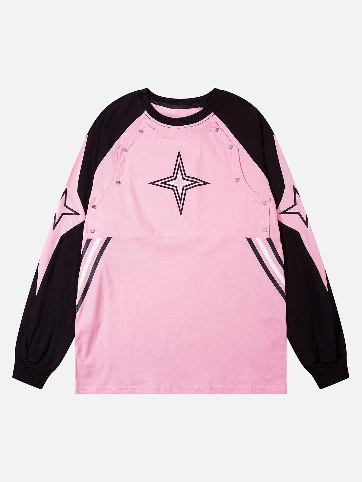 Concert Outfit Star Stitched Studded Long Sleeve T-Shirt