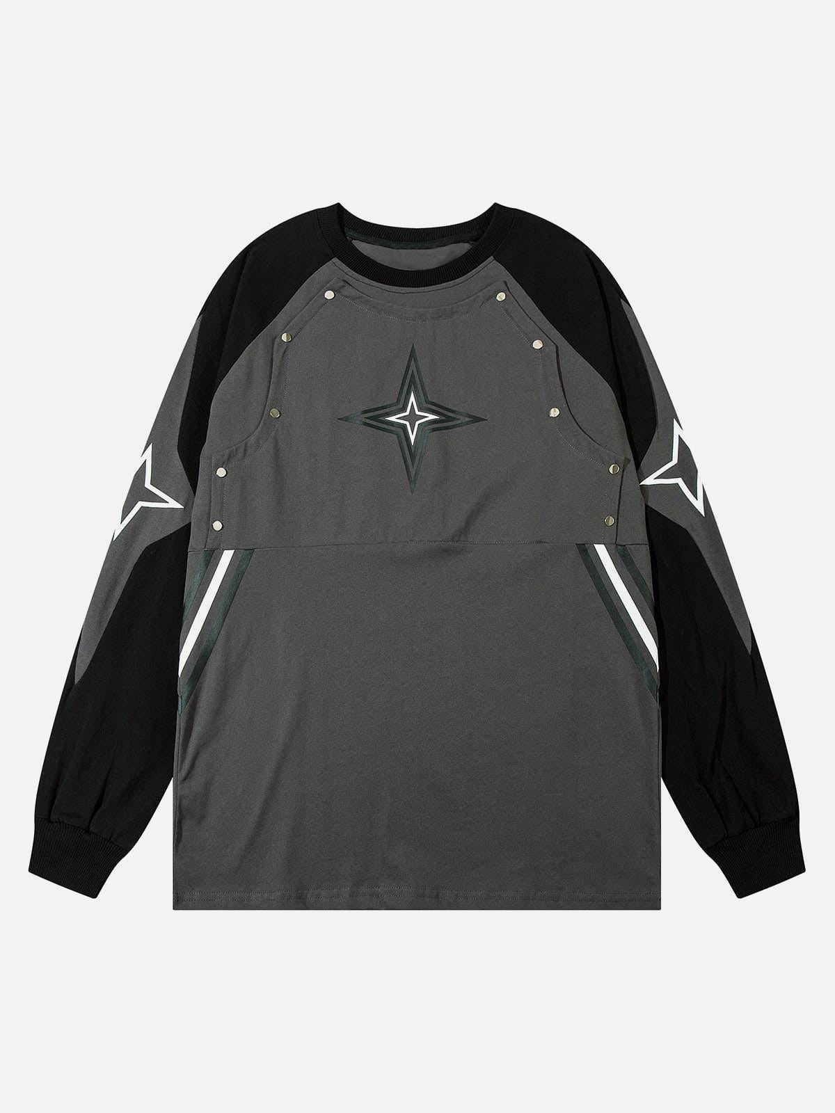 Concert Outfit Star Stitched Studded Long Sleeve T-Shirt