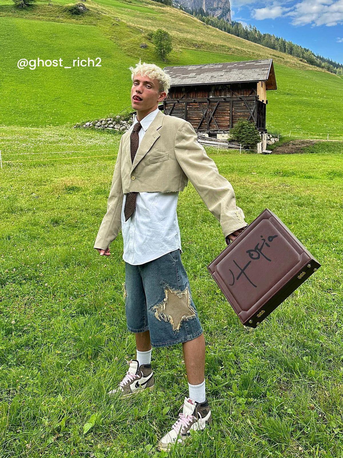 Concert Outfit Star Tassel Patch Gradient Jorts