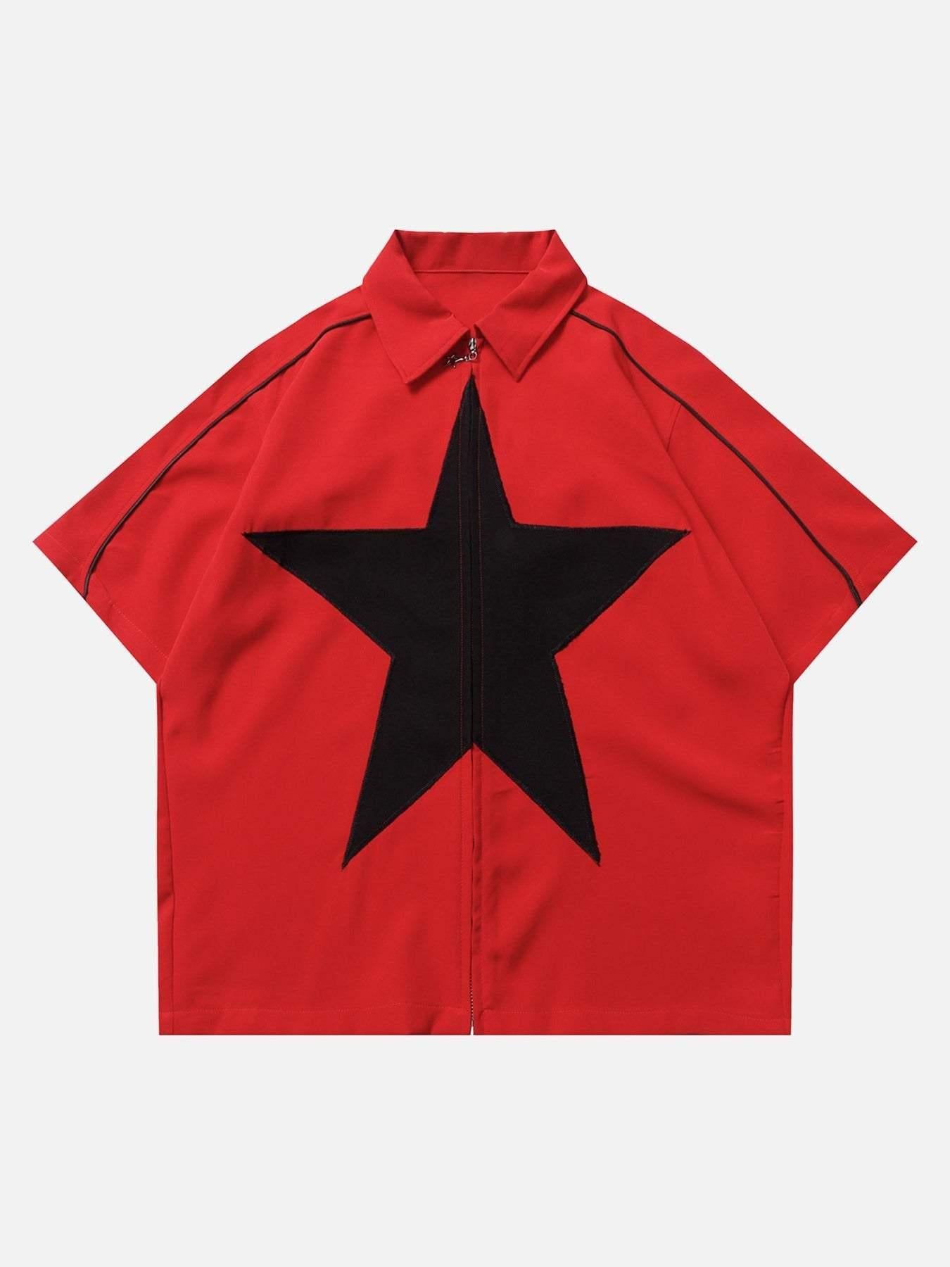 Concert Outfit Star Zipper Design Shirt