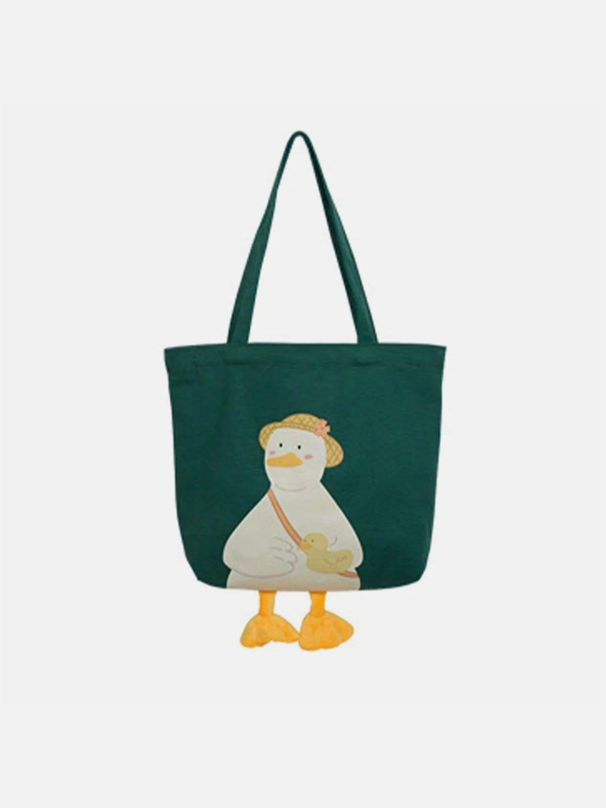 Concert Outfit Straw Hat Duck Canvas Bag