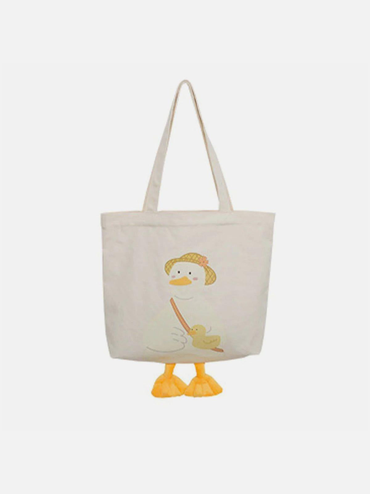 Concert Outfit Straw Hat Duck Canvas Bag