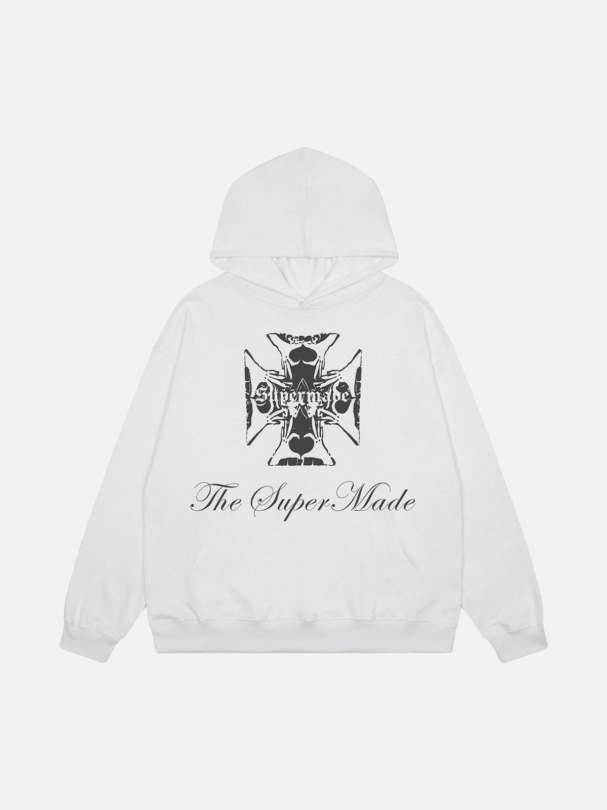 Concert Outfit Street Cross Letters Print Hoodie