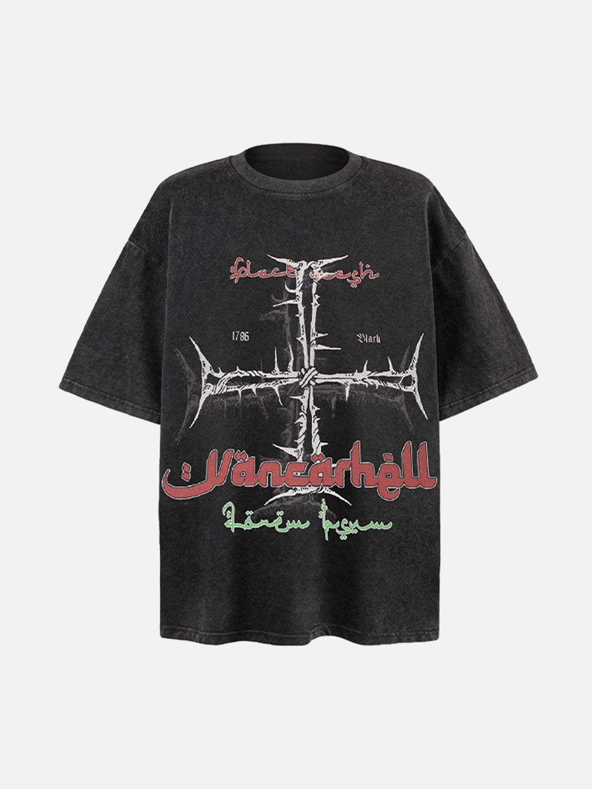 Concert Outfit Street Cross Print T-Shirt