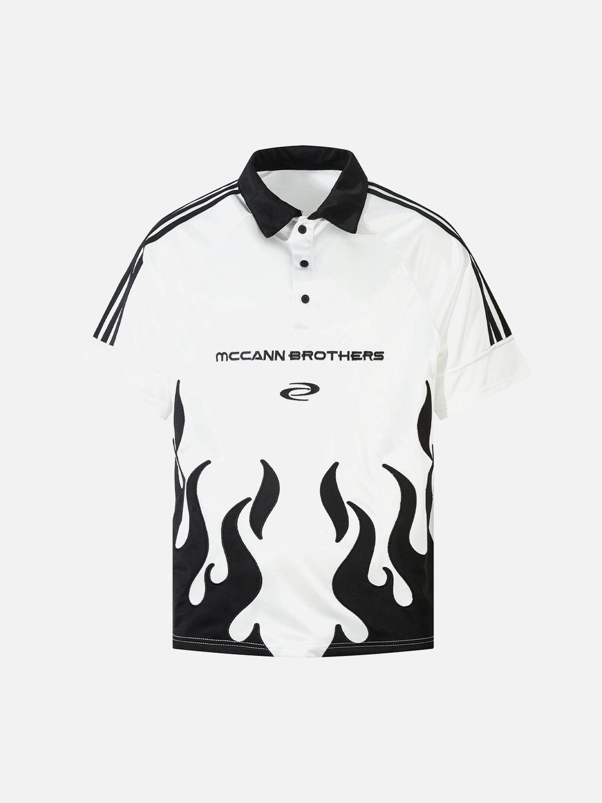 Concert Outfit Street Flame Embroidery POLO T-Shirt
