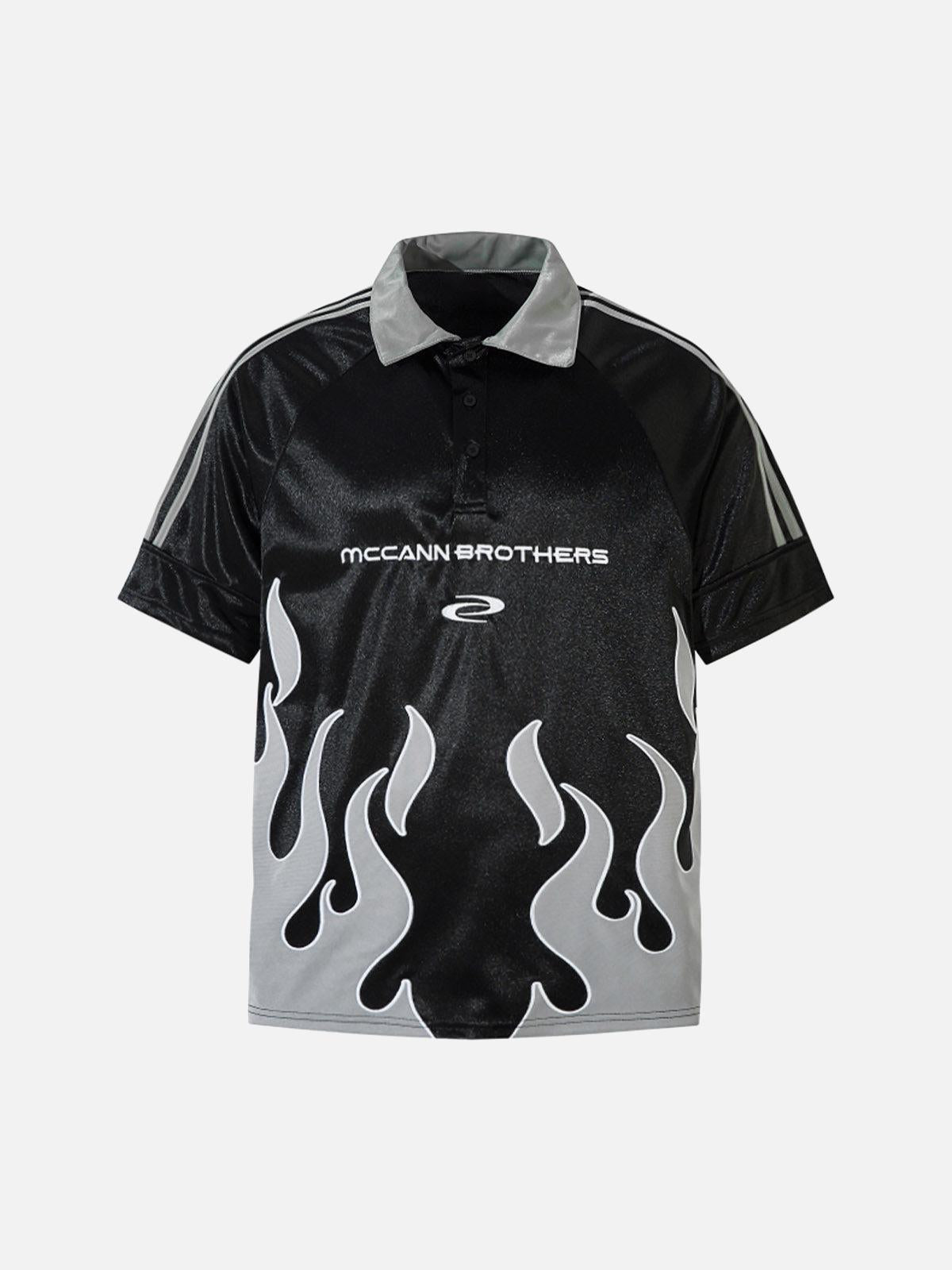 Concert Outfit Street Flame Embroidery POLO T-Shirt