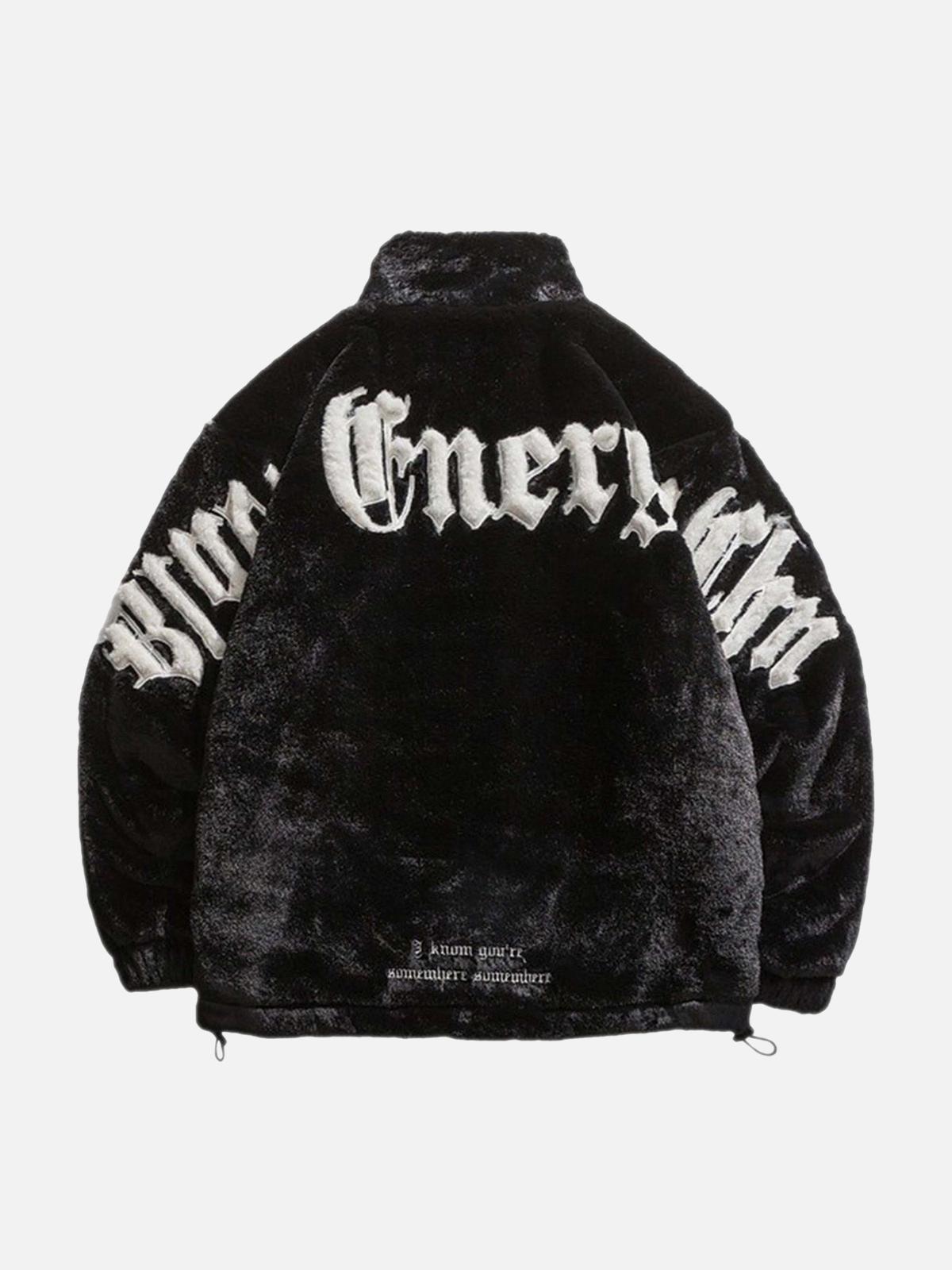 Concert Outfit Street Letter Embroidered Fleece Jacket