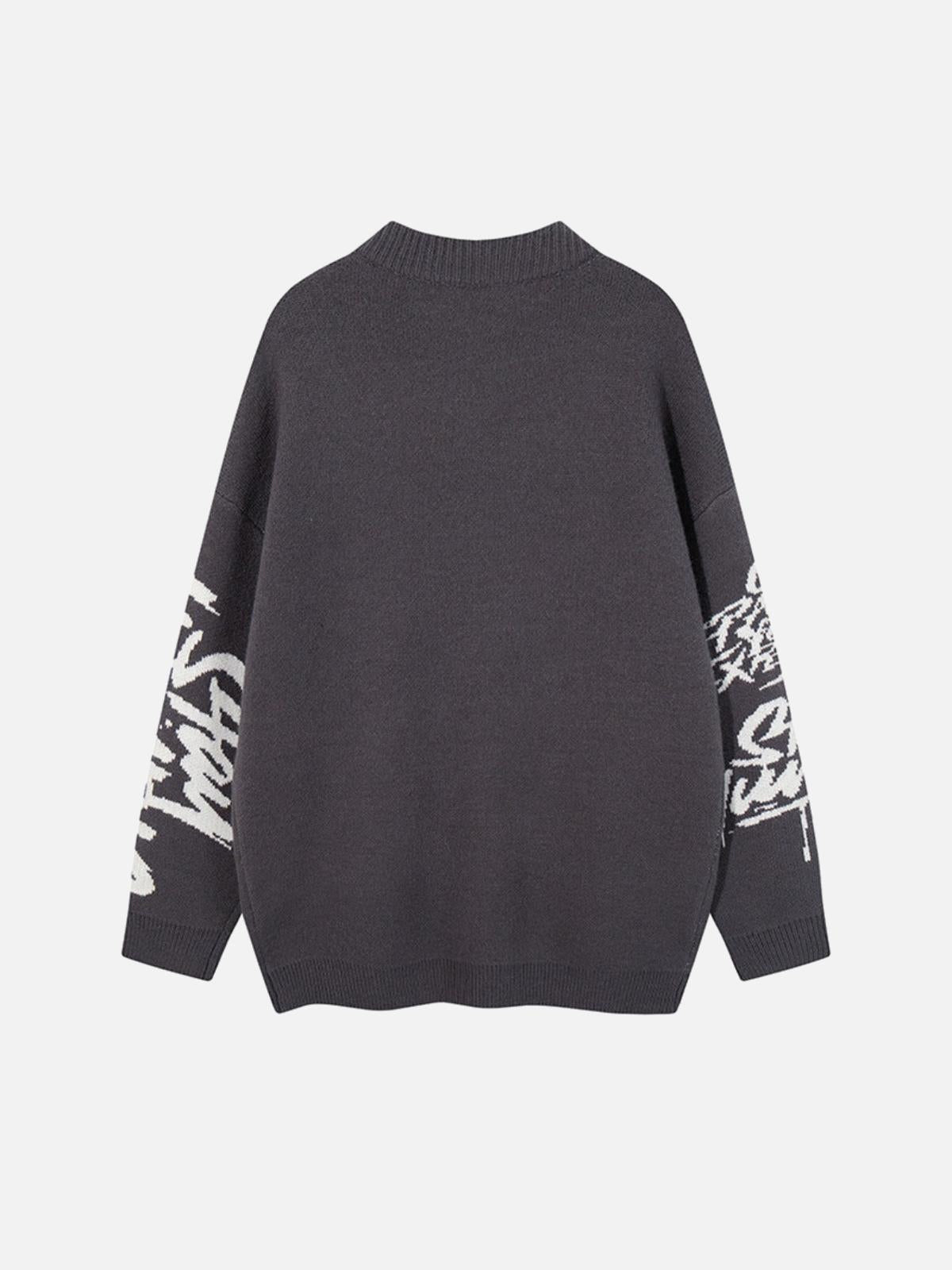 Concert Outfit Street Letter Graffiti Jacquard Sweater