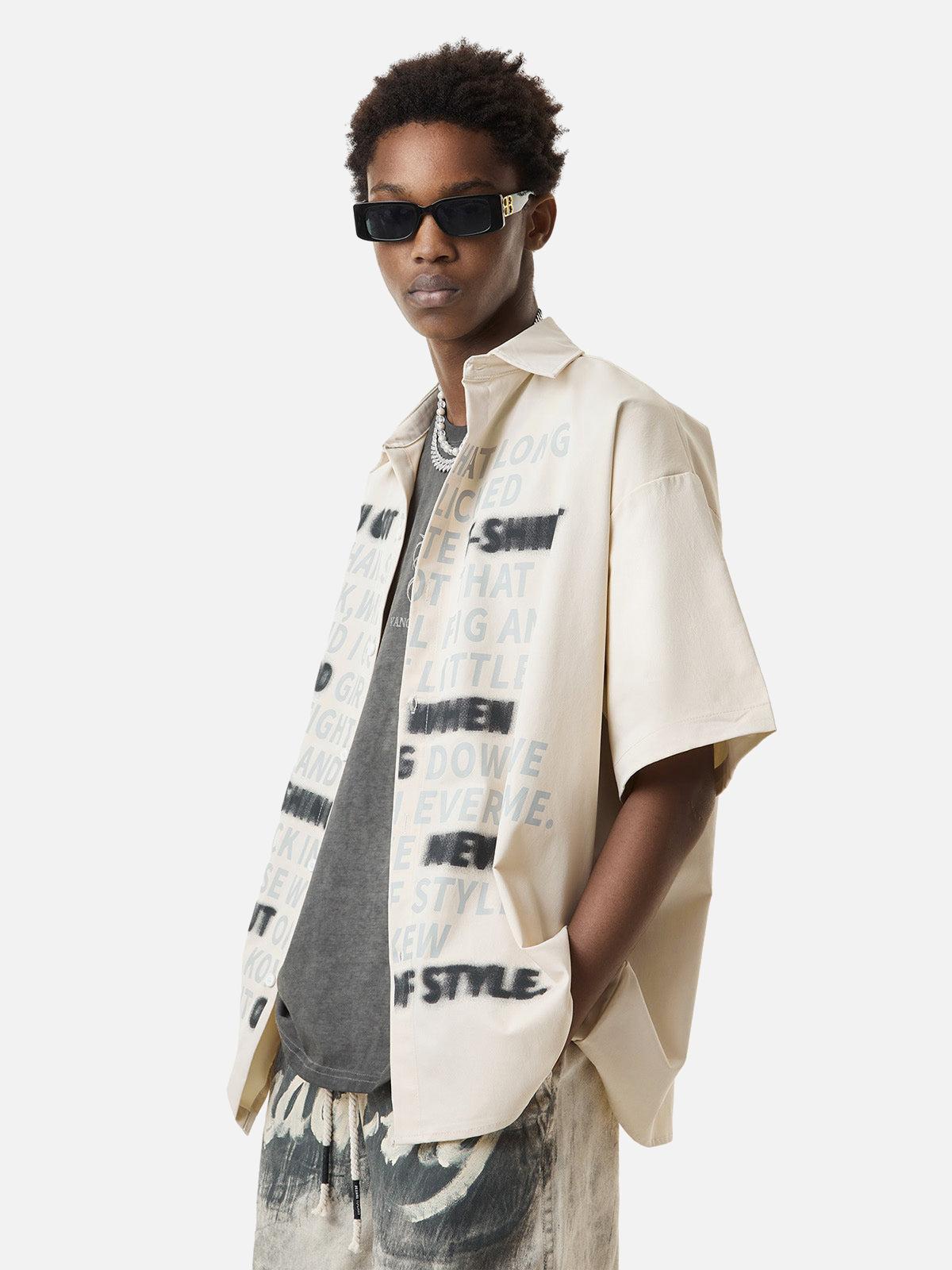 Concert Outfit Street Letter Print Short Sleeve Shirt