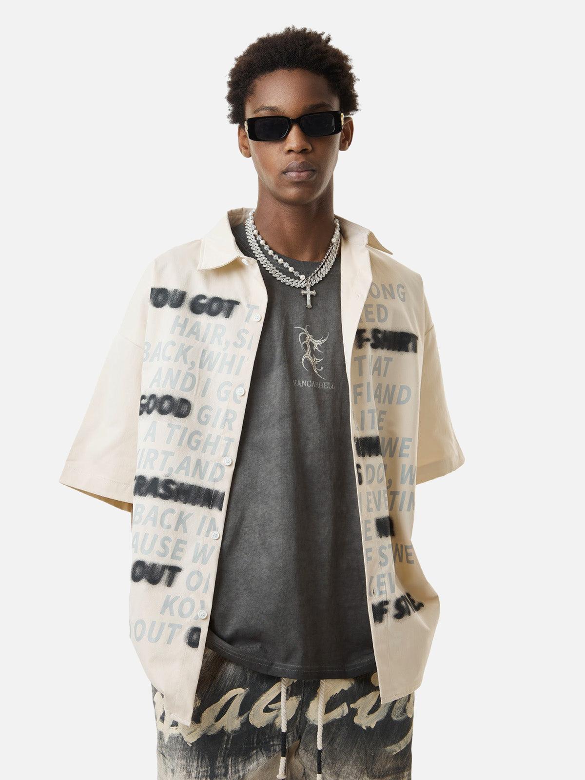 Concert Outfit Street Letter Print Short Sleeve Shirt