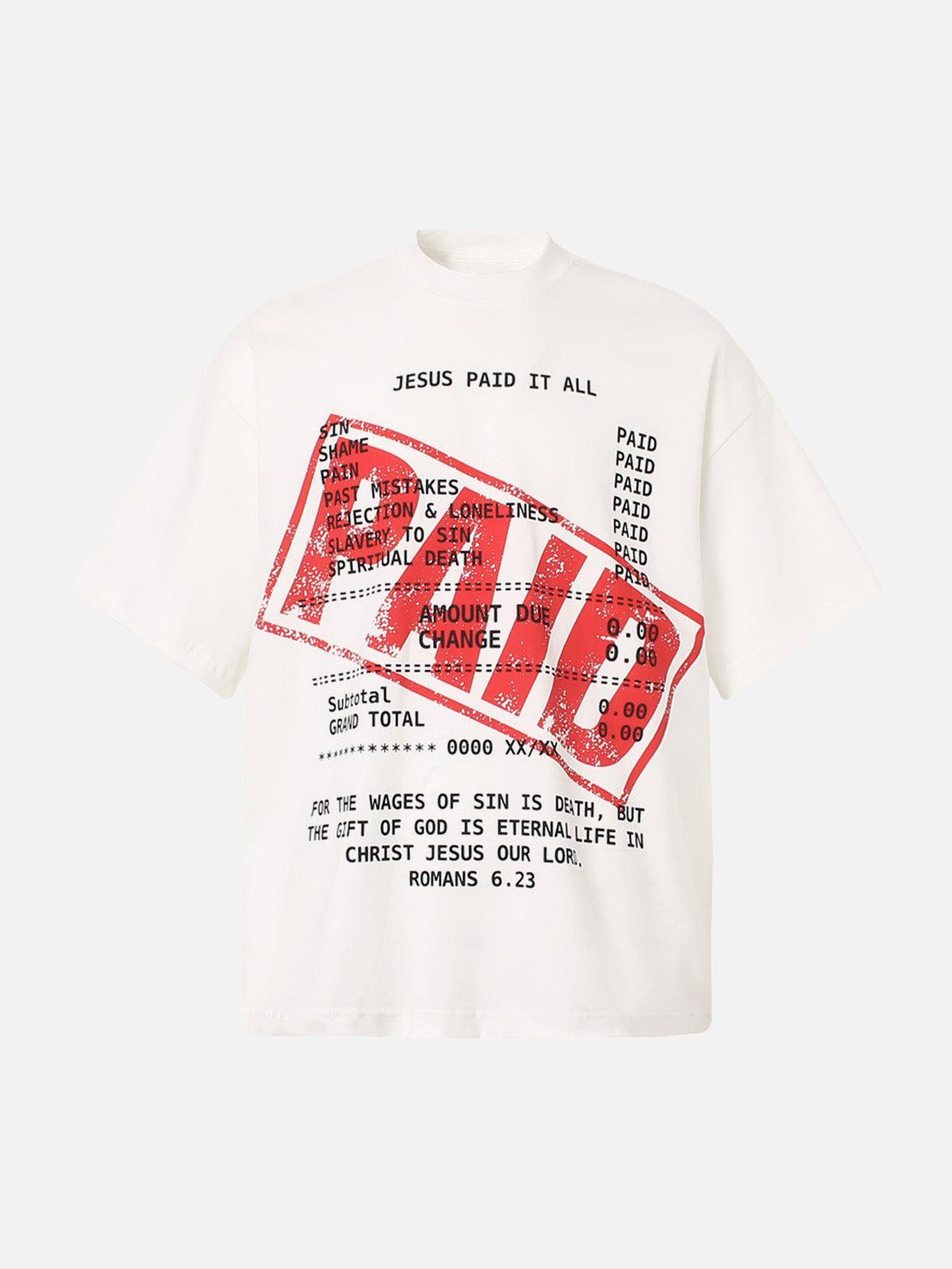 Concert Outfit Street PAID Letter Slogan T-Shirt