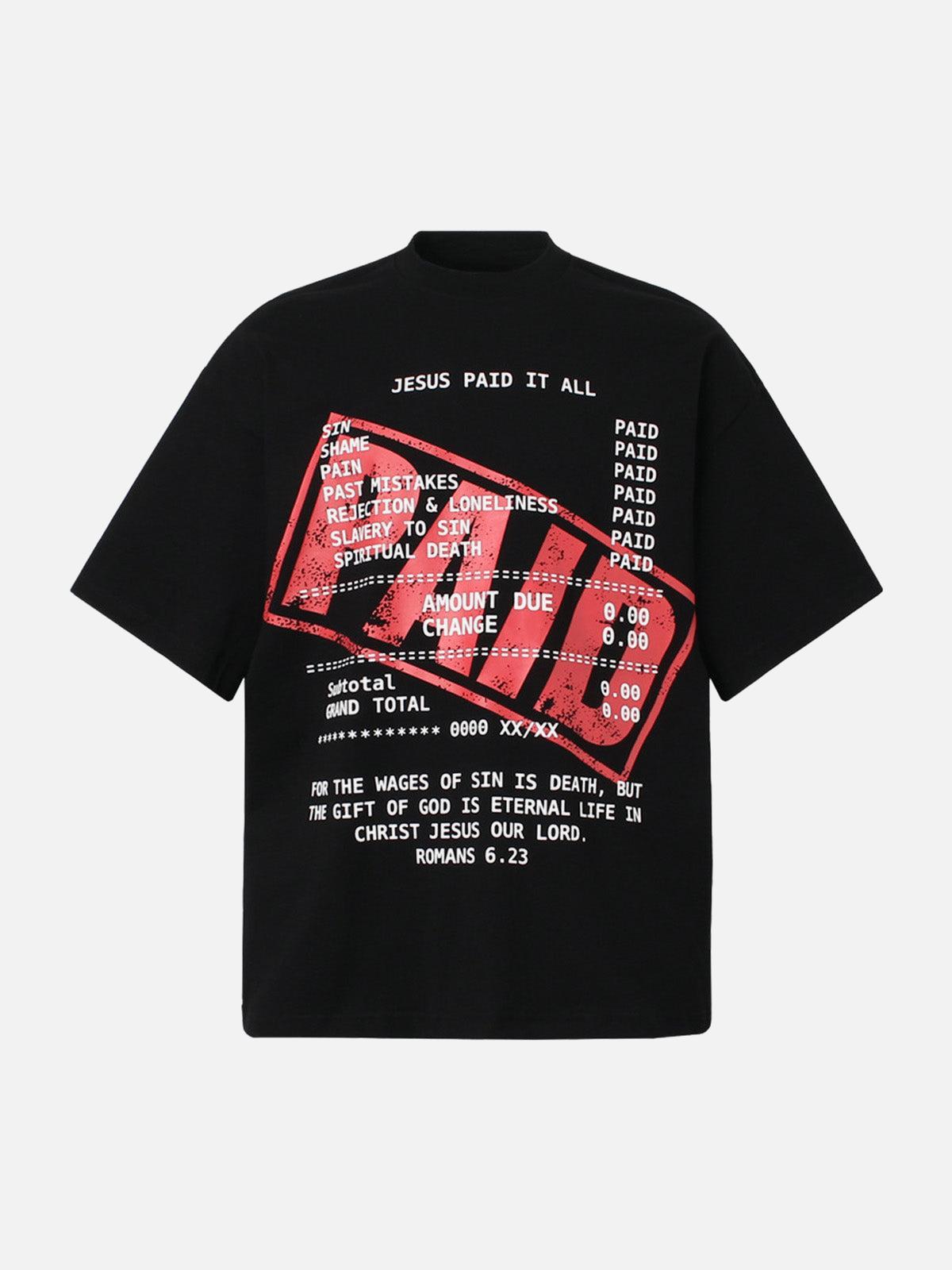 Concert Outfit Street PAID Letter Slogan T-Shirt