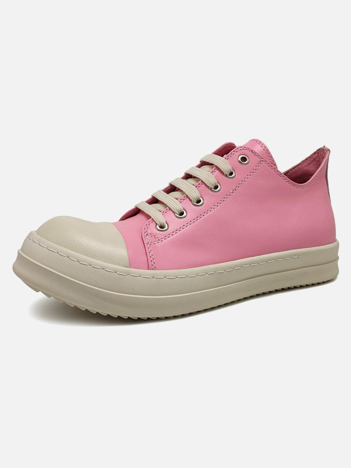 Concert Outfit Street Pink Leather Low-Top Sneakers