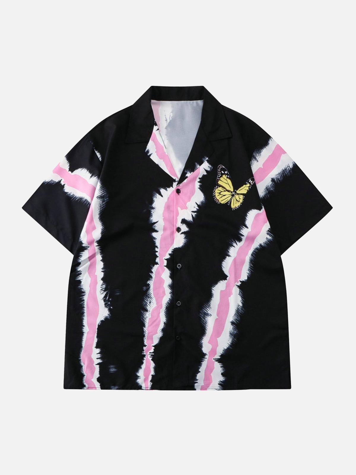 Concert Outfit Street Print Butterfly Short Sleeve Shirt