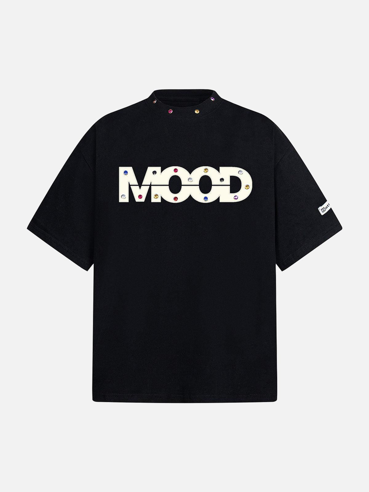 Concert Outfit Street Retro MOOD Patch Embroidered Rivet T-Shirt