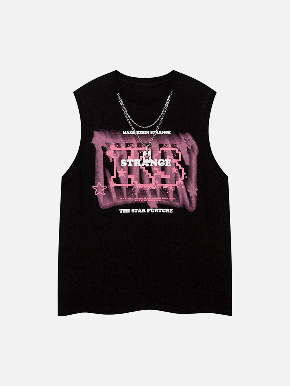 Concert Outfit Street Retro Star Chain Print Vest