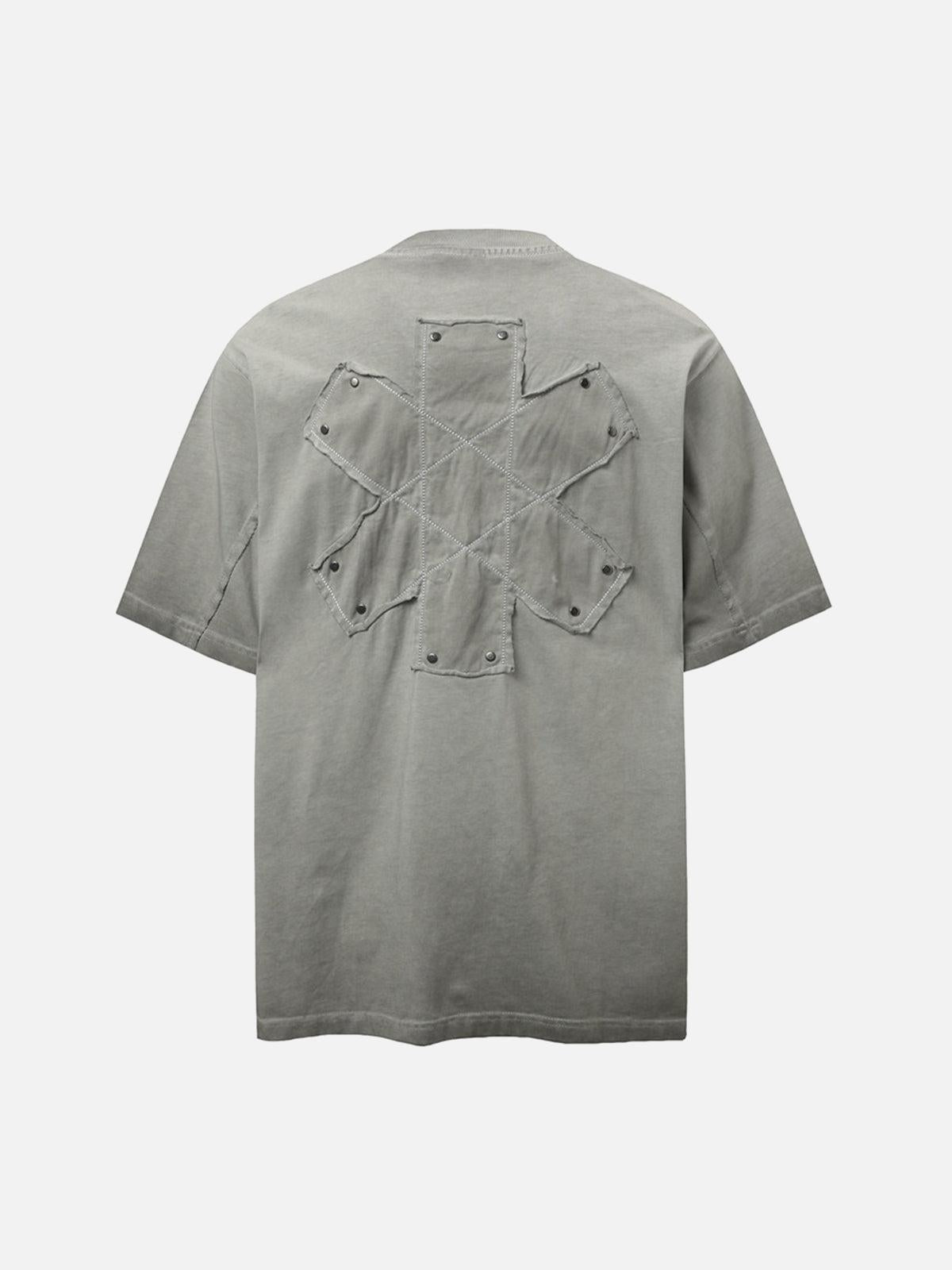 Concert Outfit Street Split Studded Patch T-Shirt