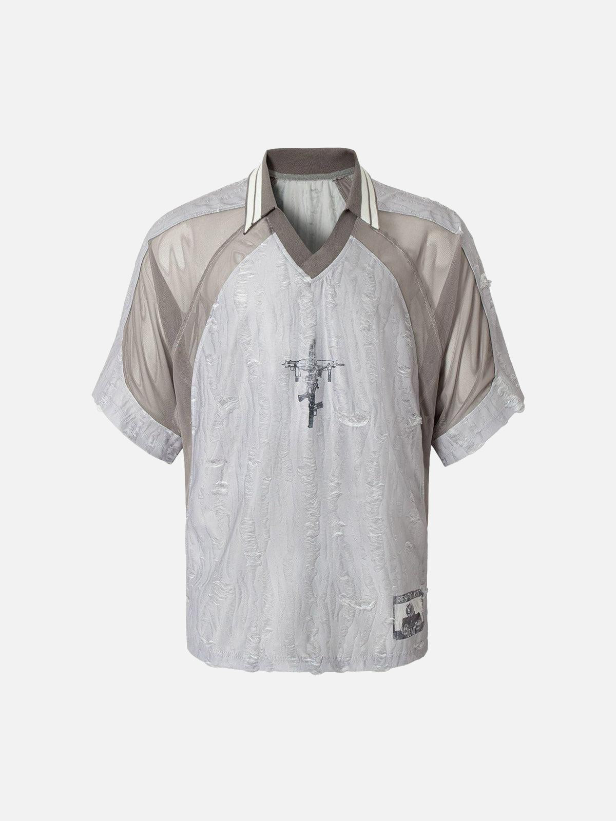 Concert Outfit Street Stitching Cross Print T-Shirt