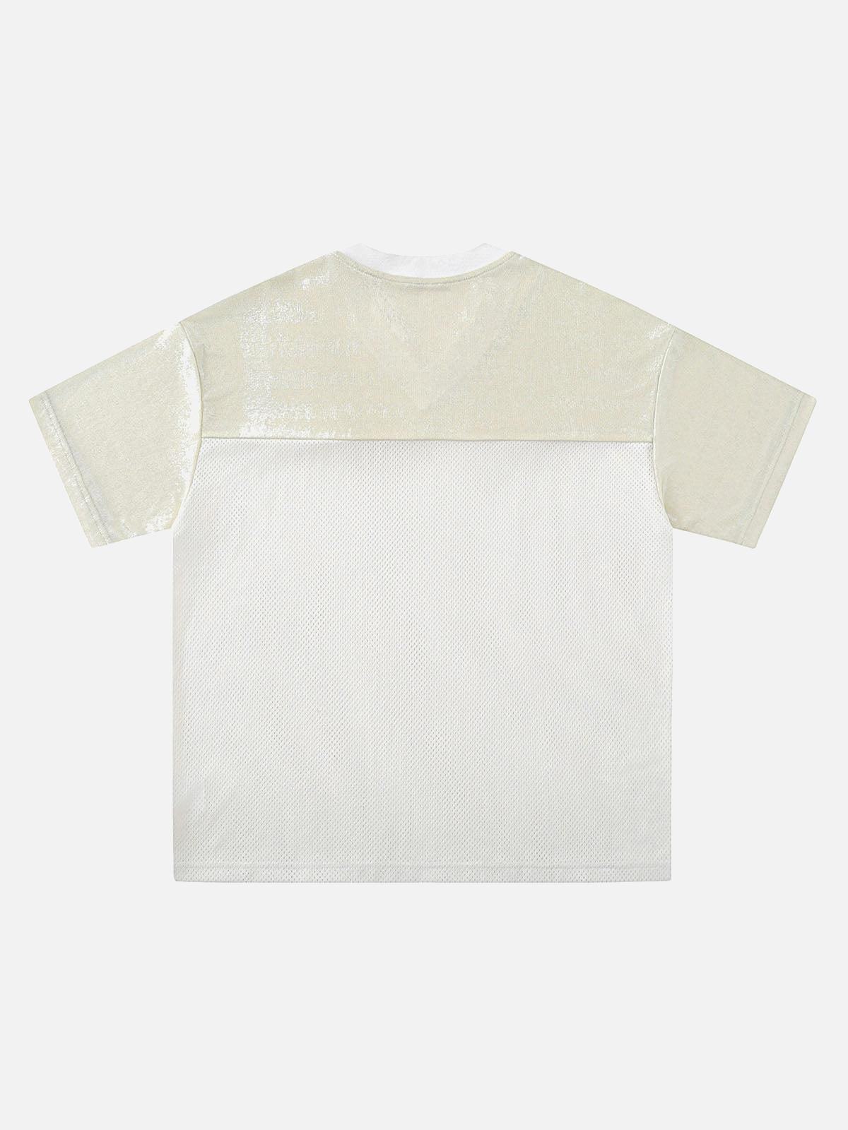 Concert Outfit Street Stitching Mesh Character Print T-Shirt