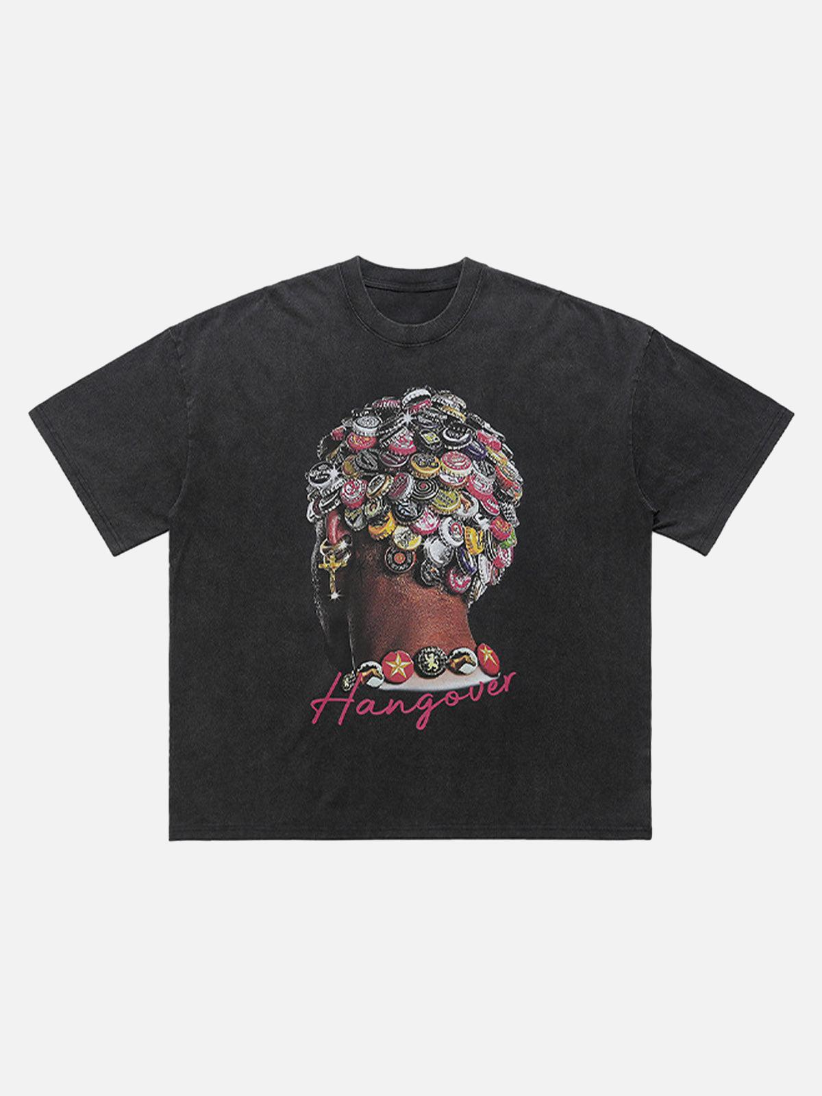 Concert Outfit Street Washed Portrait Print T-Shirt