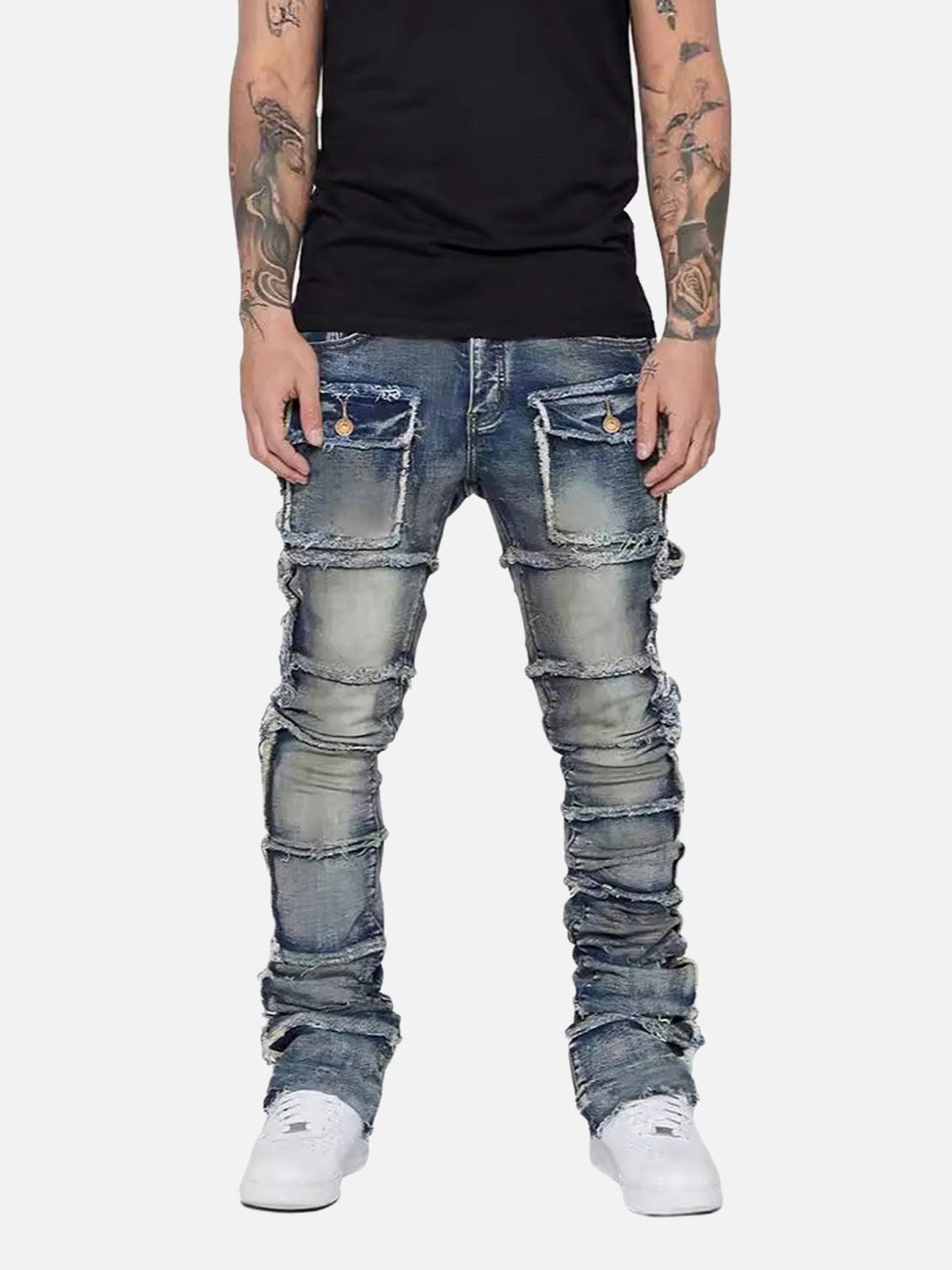 Concert Outfit Stretch Patch Layered Bootcut Stacked Jeans