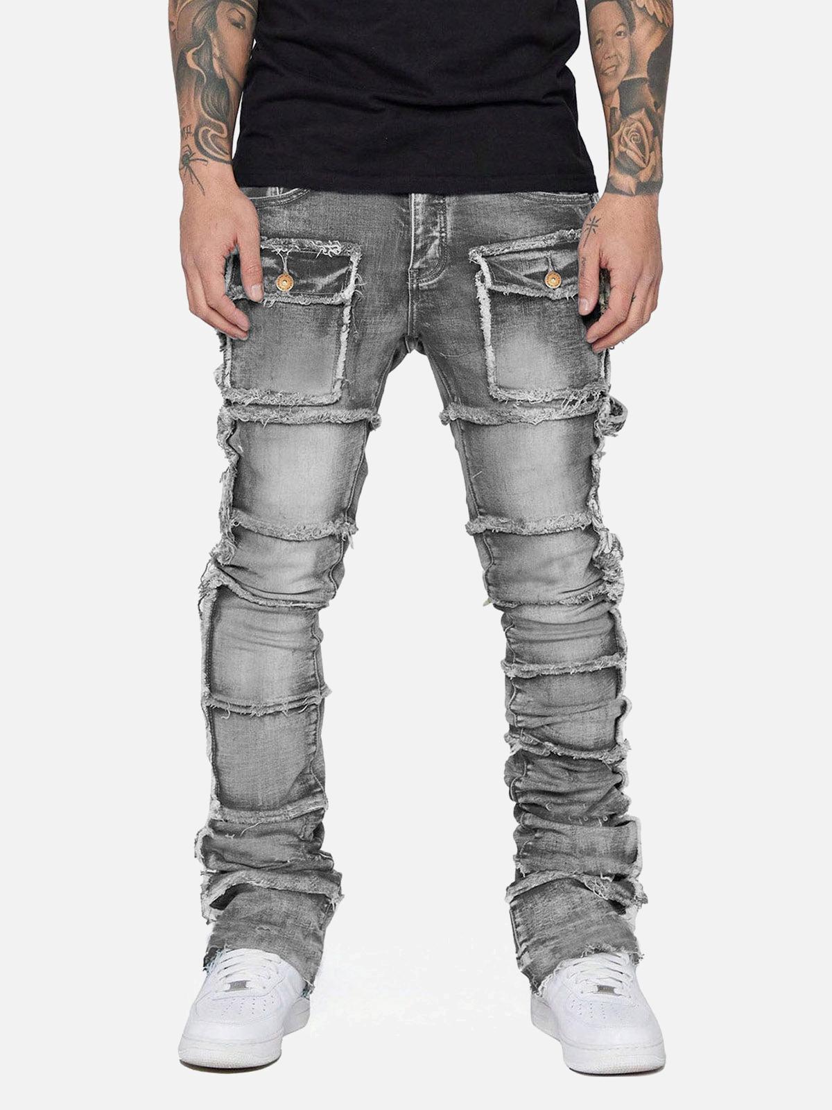 Concert Outfit Stretch Patch Layered Bootcut Stacked Jeans