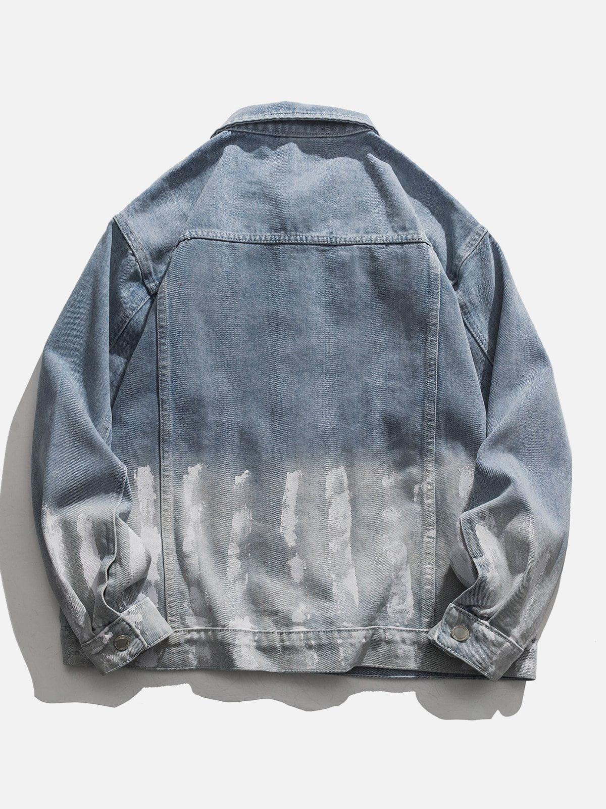 Concert Outfit Striped Washed Ombré Denim Jacket