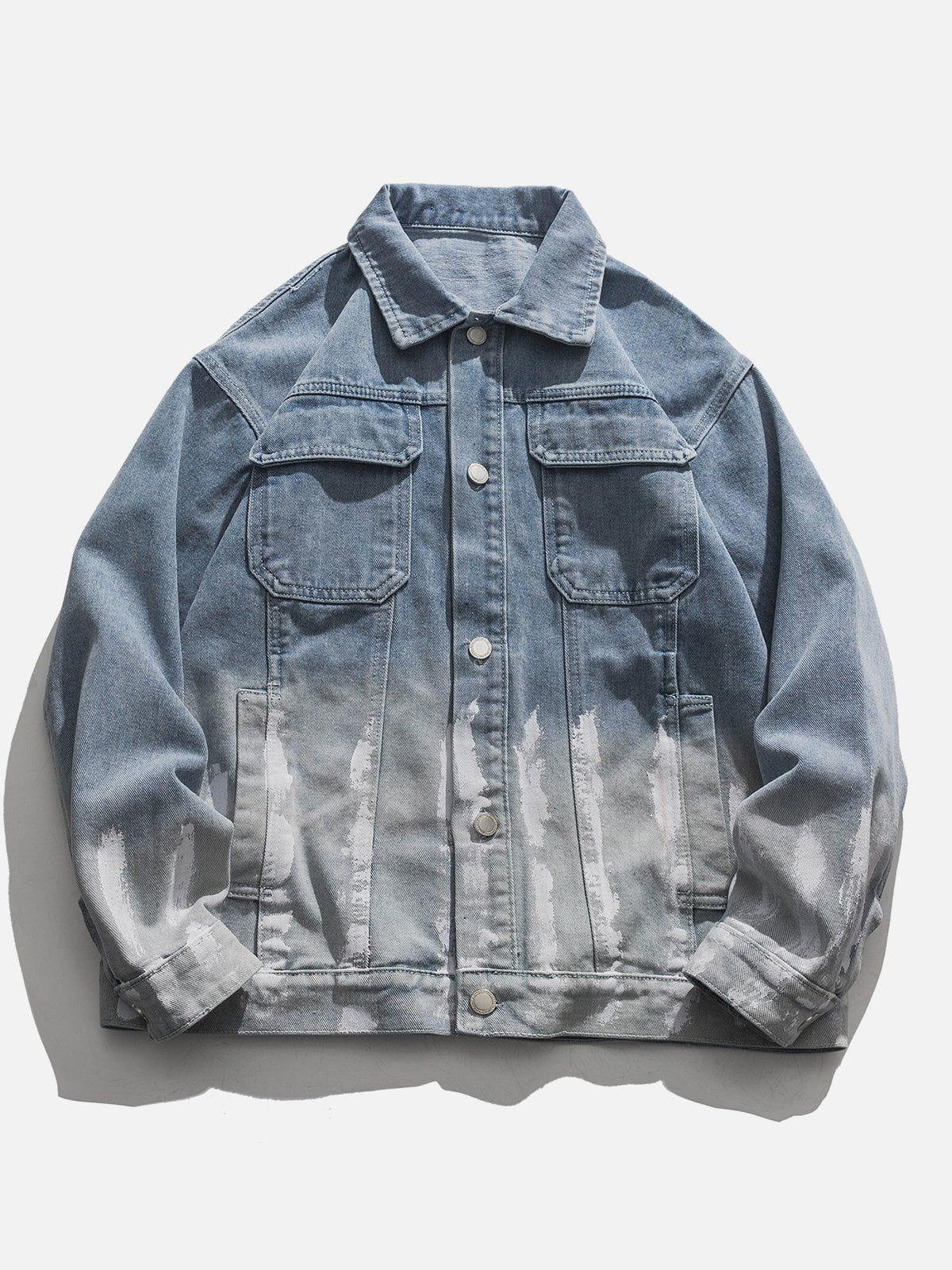 Concert Outfit Striped Washed Ombré Denim Jacket