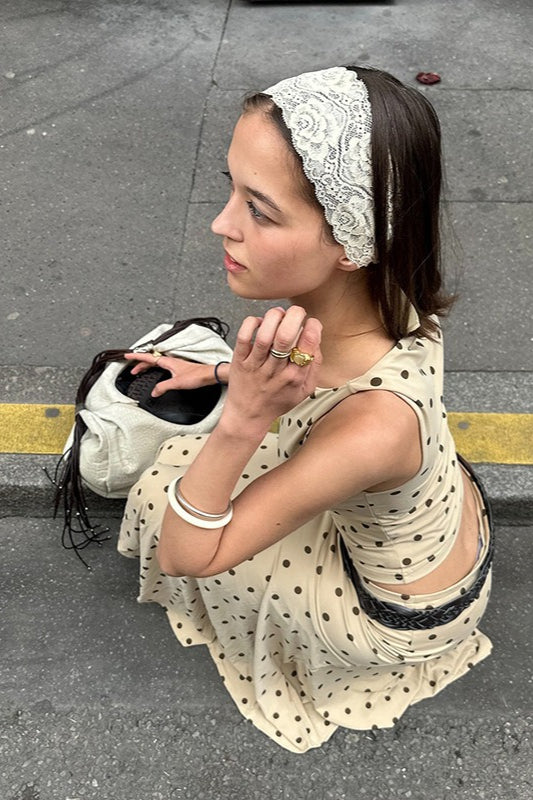 Concert Outfit Picks, Polka Dot Ruched Maxi Two S Set - Concert Outfit