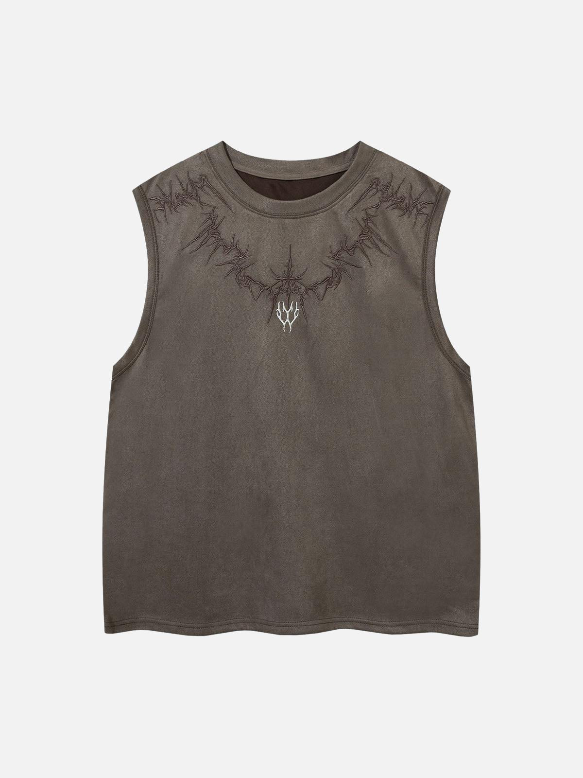 Concert Outfit Suede Thorn Embroidered Vest