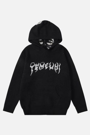 Concert Outfit Tailbone Pattern Jacquard Sweater Hoodie