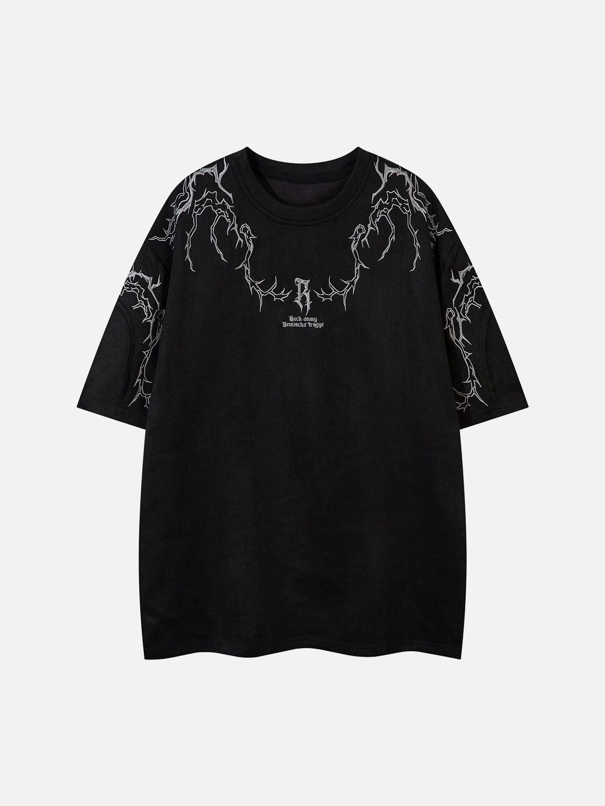 Concert Outfit Thorn Embroidery Suede T-Shirt