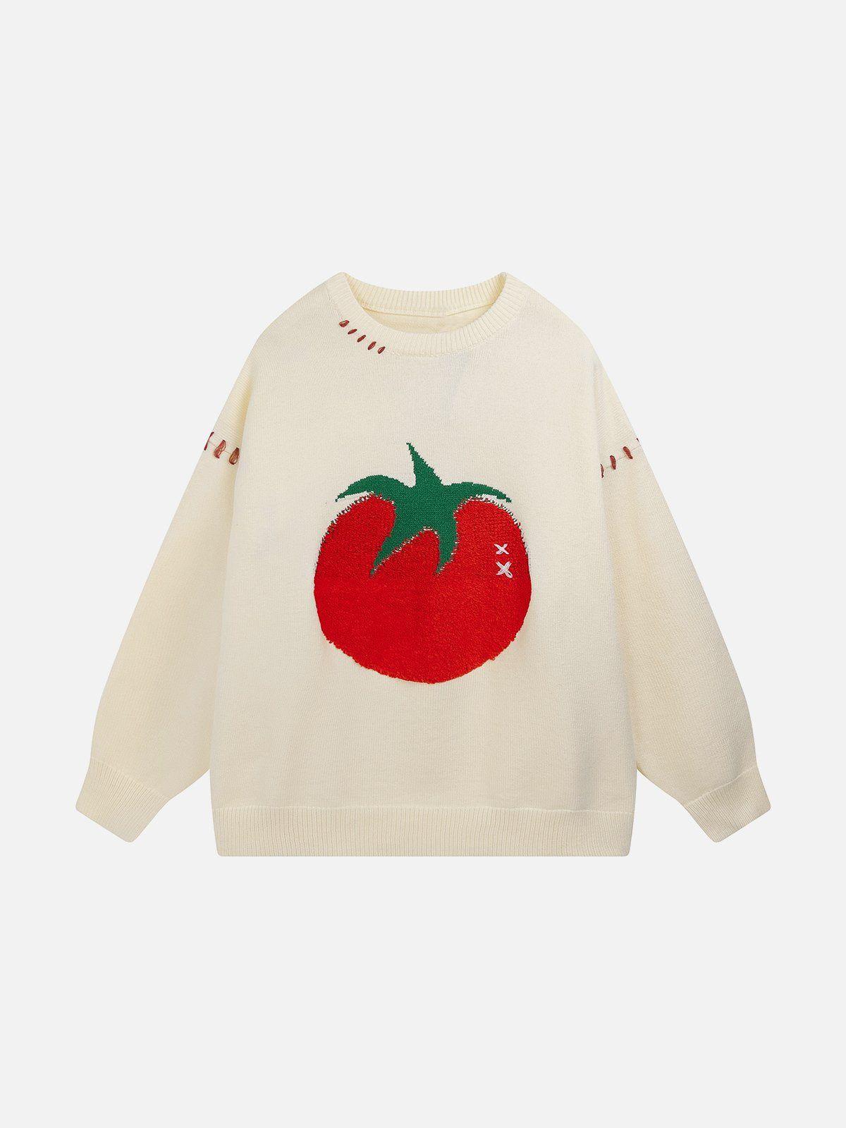Concert Outfit Tomato Jacquard Sweater
