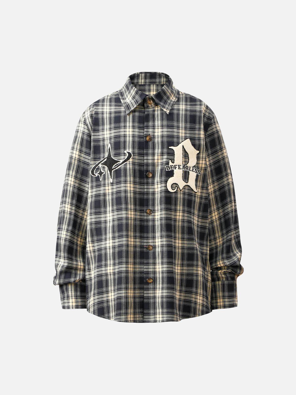 Concert Outfit Towel Embroidered Plaid Shirt