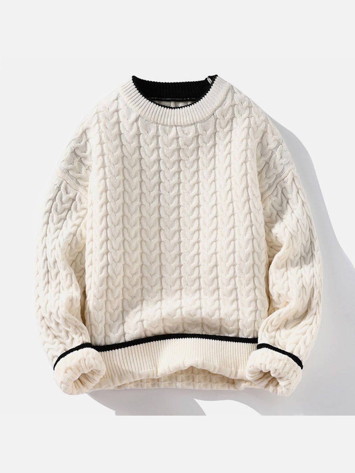 Concert Outfit Twist Patchwork Knit Sweater