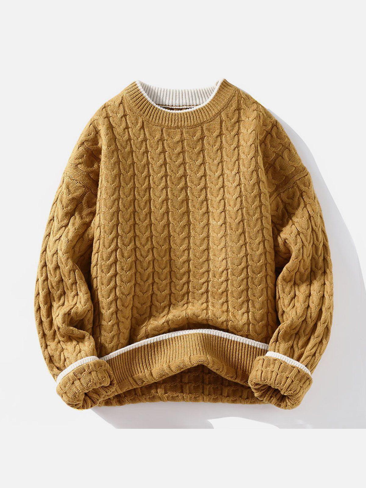 Concert Outfit Twist Patchwork Knit Sweater