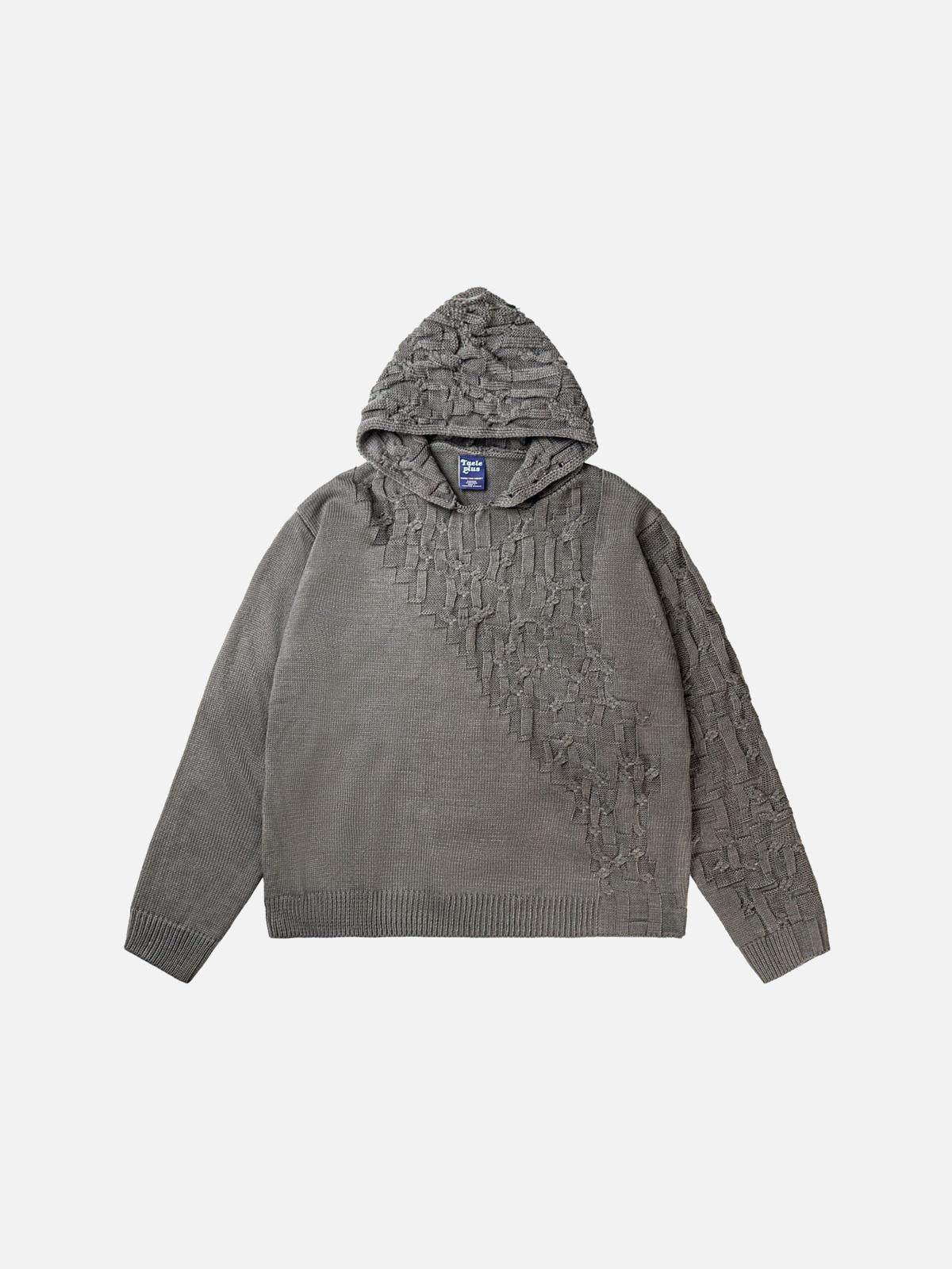 Concert Outfit Vintage Asymmetric Woven Knit Hoodie