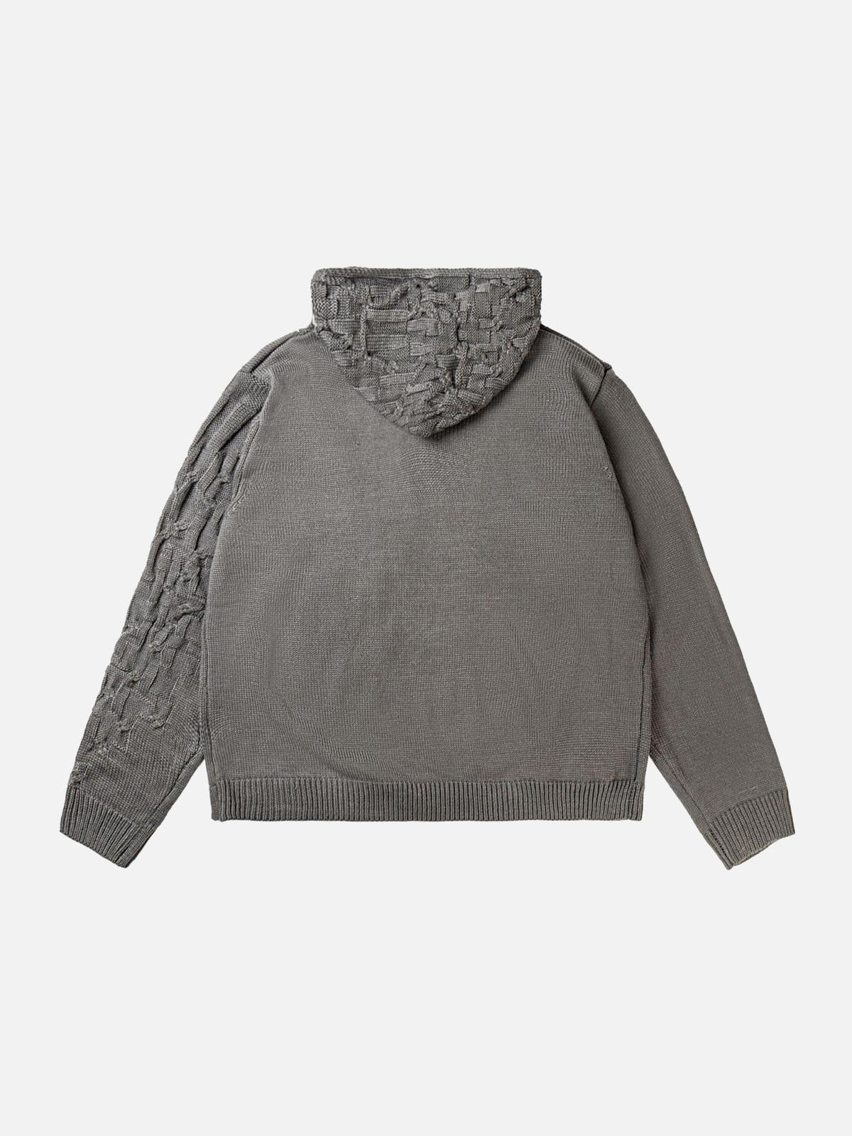 Concert Outfit Vintage Asymmetric Woven Knit Hoodie