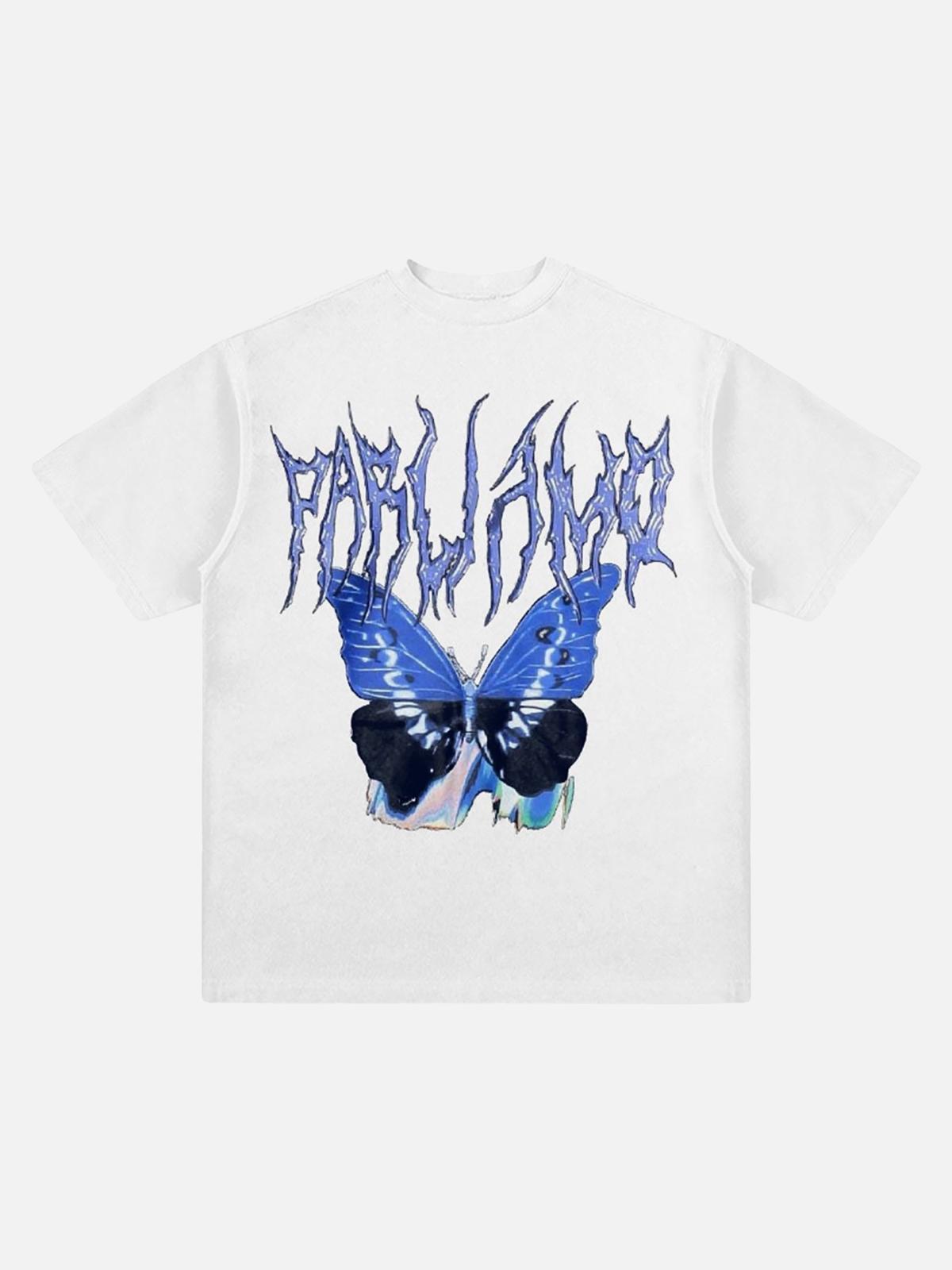 Concert Outfit Vintage Butterfly Print Loose T-Shirt