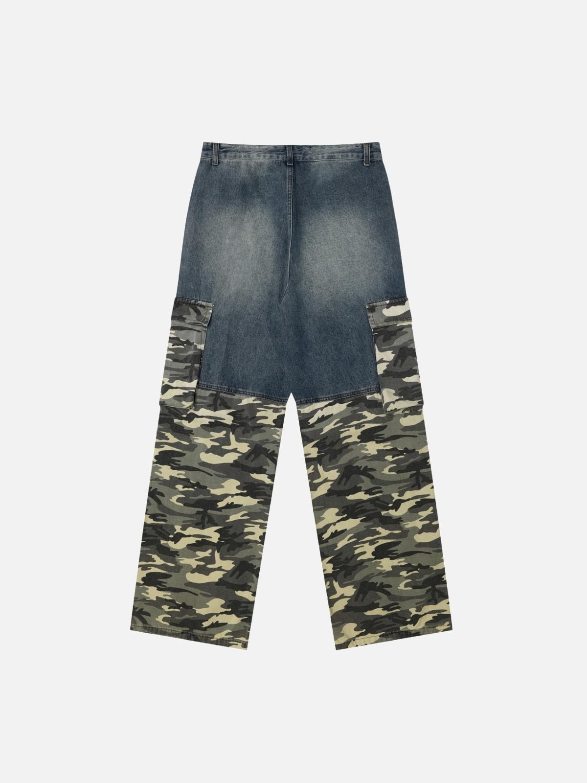 Concert Outfit Vintage Camouflage Patchwork Cargo Jeans